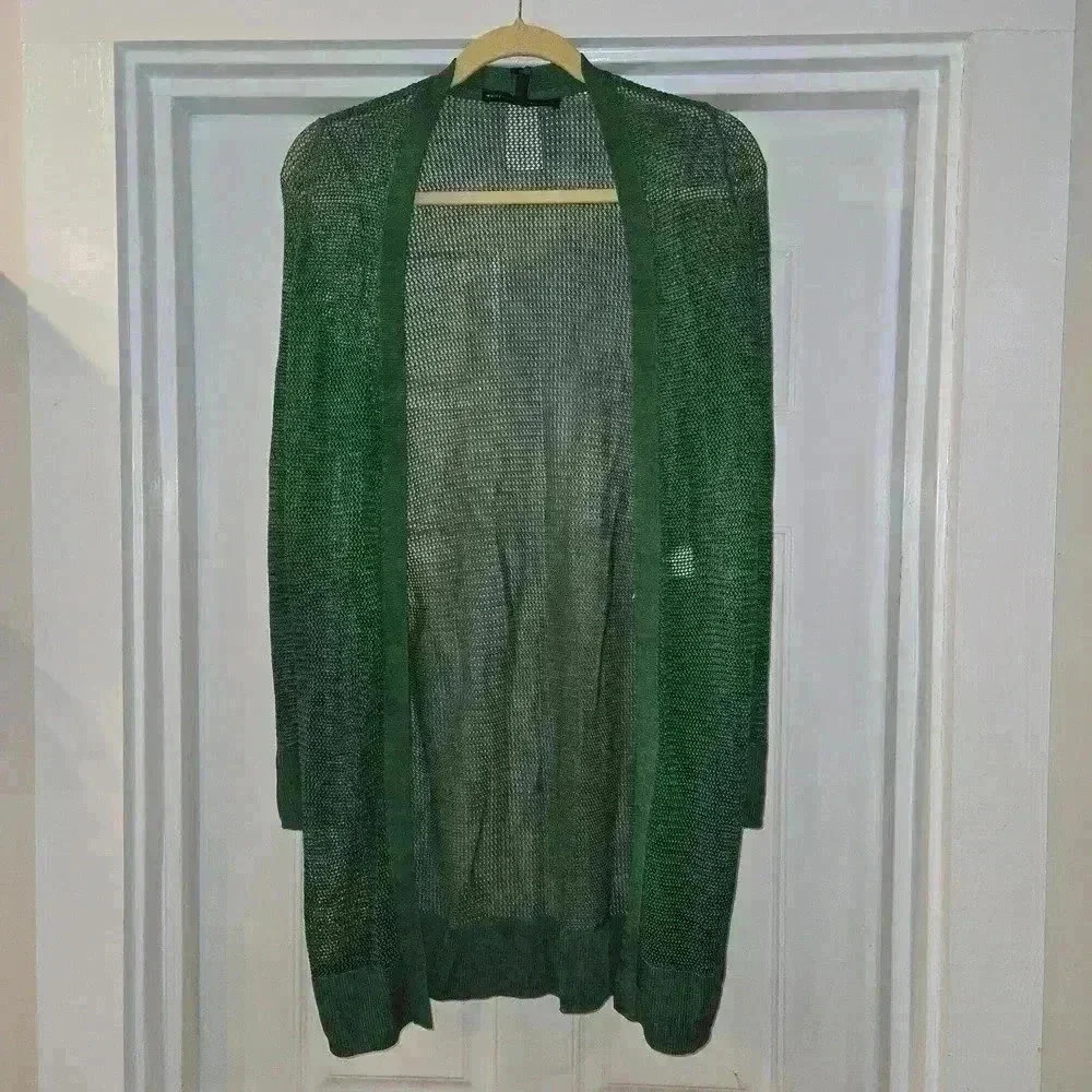 NWT White House Black Market Womens Long Sleeve Sweater Coat Green Size Small